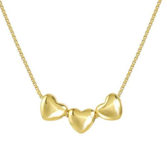 Nomination Gold Vermeil Cubic Zirconia 3 Heart Necklace