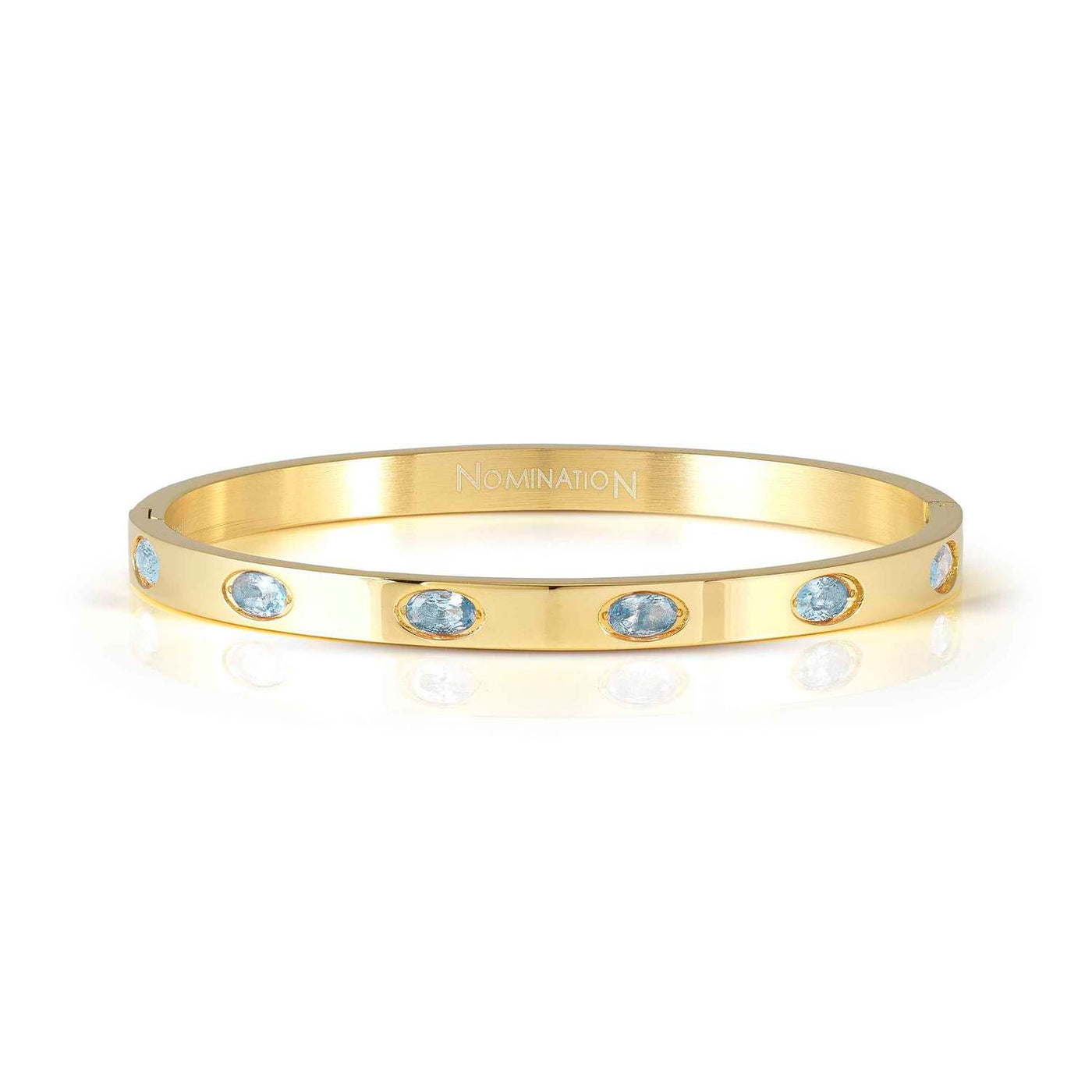 Nomination Gold Light Blue Cubic Zirconia Bangle
