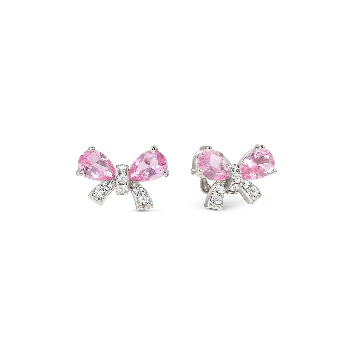 Nomination Silver Pink & White Zirconia Bow Stud Earrings