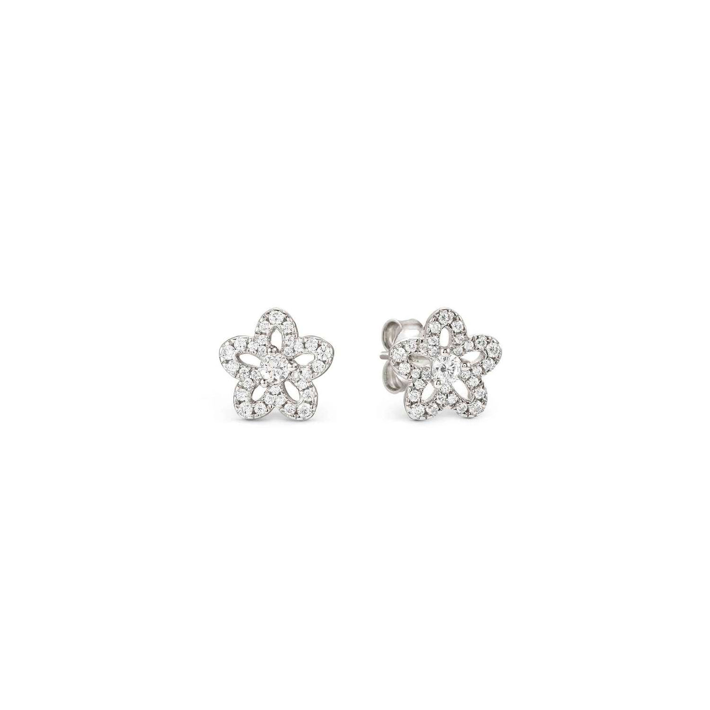 Nomination Silver Pavé Cubic Zirconia Flower Stud Earrings
