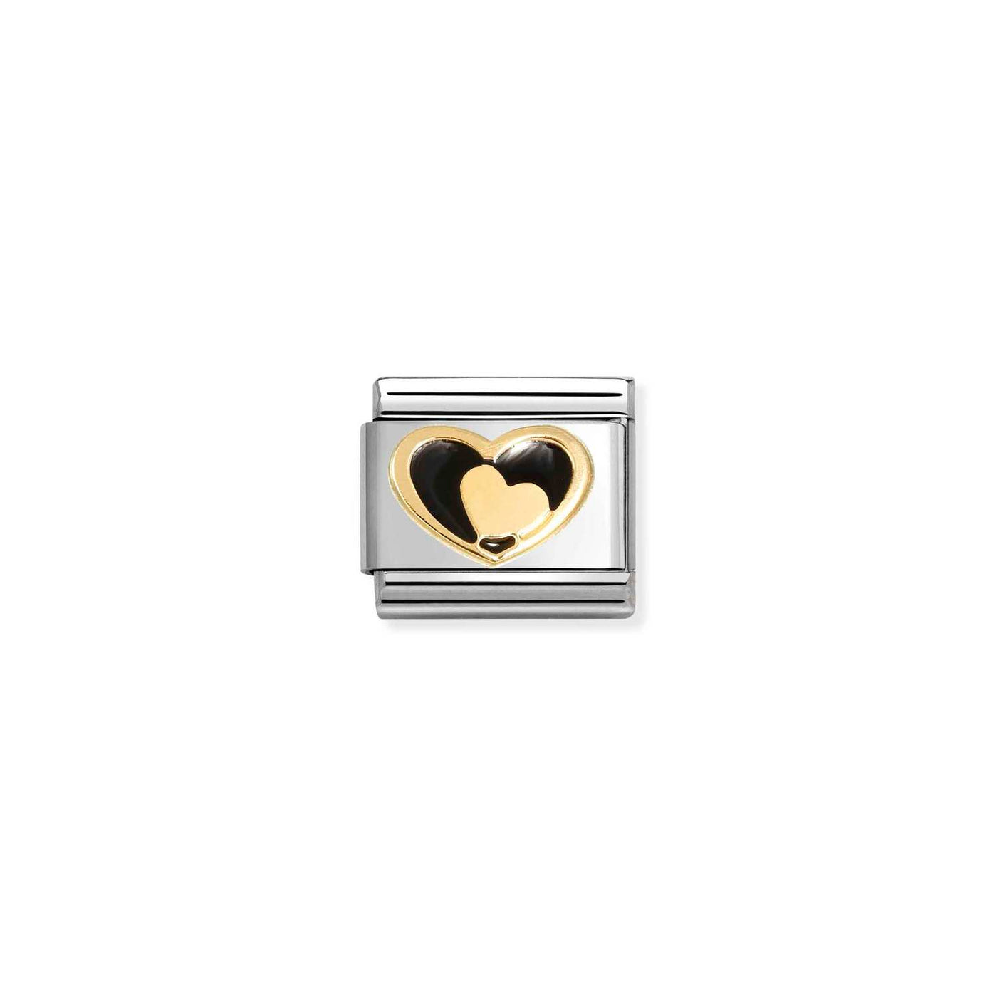 Nomination Classic Stainless Steel Gold & Black Heart Charm