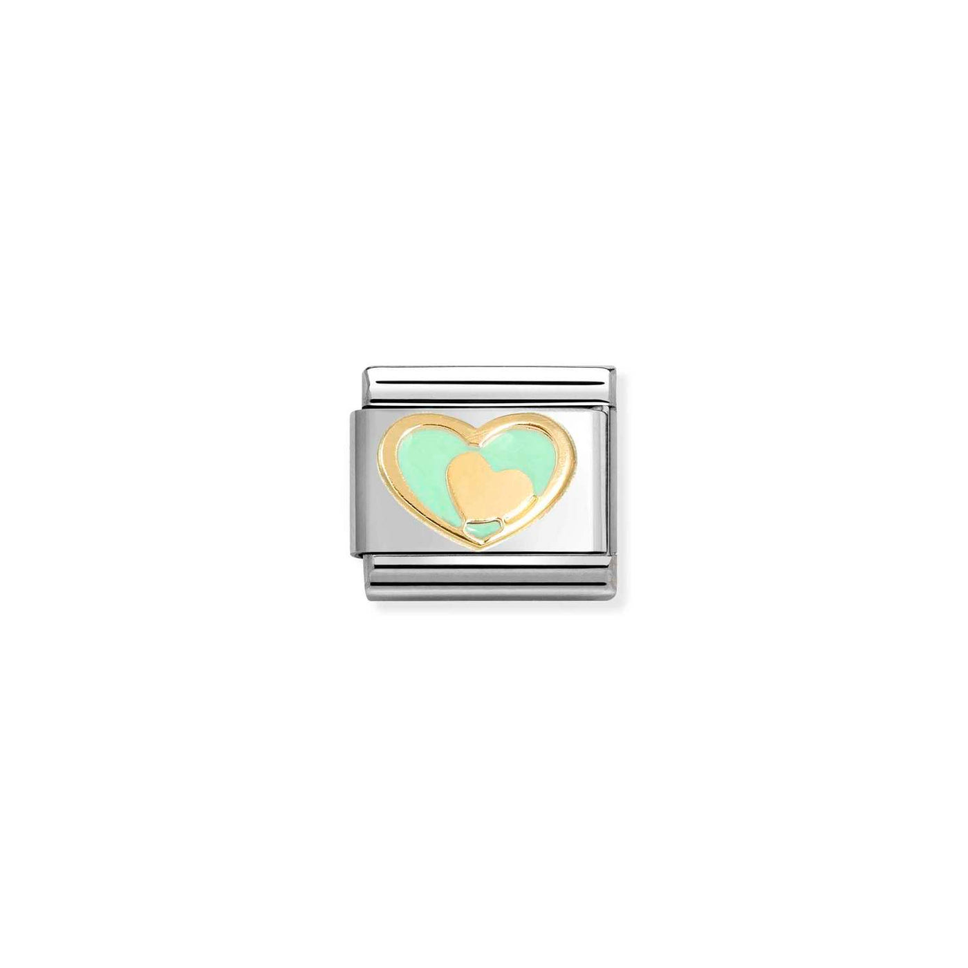 Nomination Classic Stainless Steel Gold & Green Heart Charm