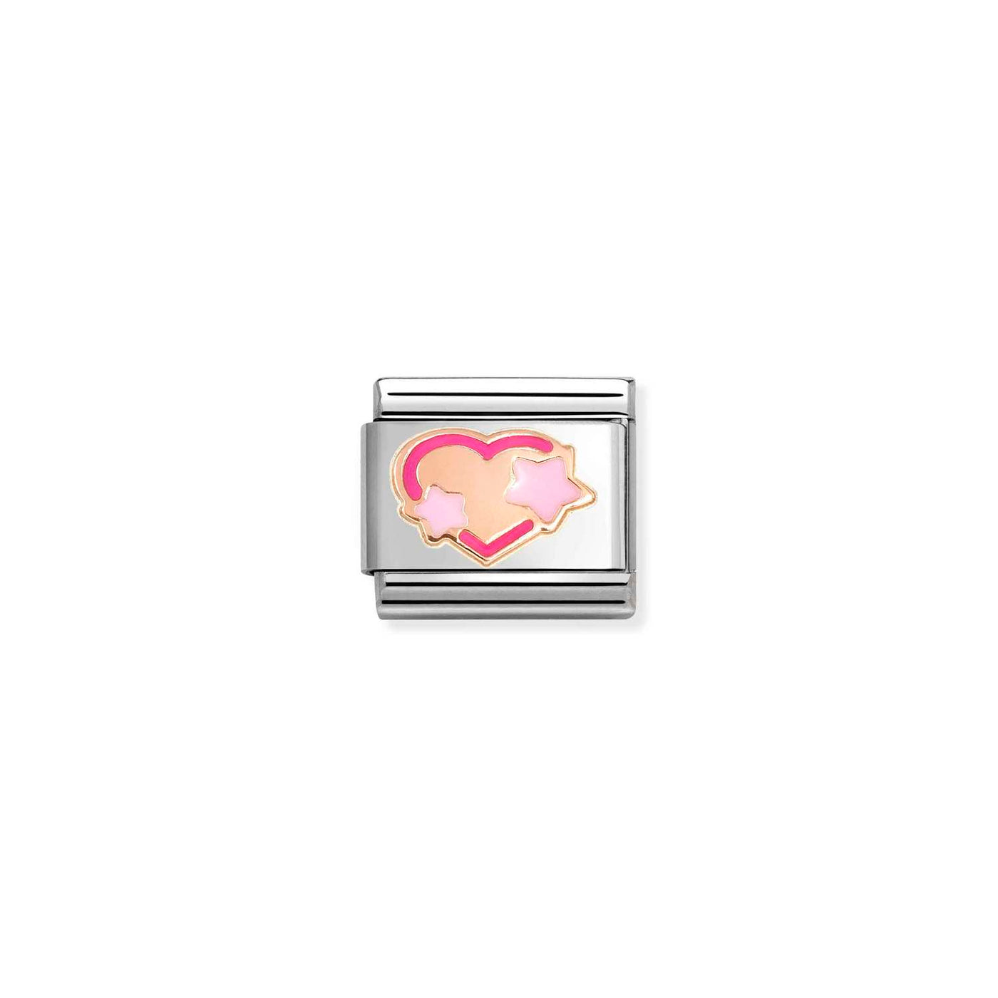 Nomination Classic Steel Rose Gold Pink Heart & Stars Charm