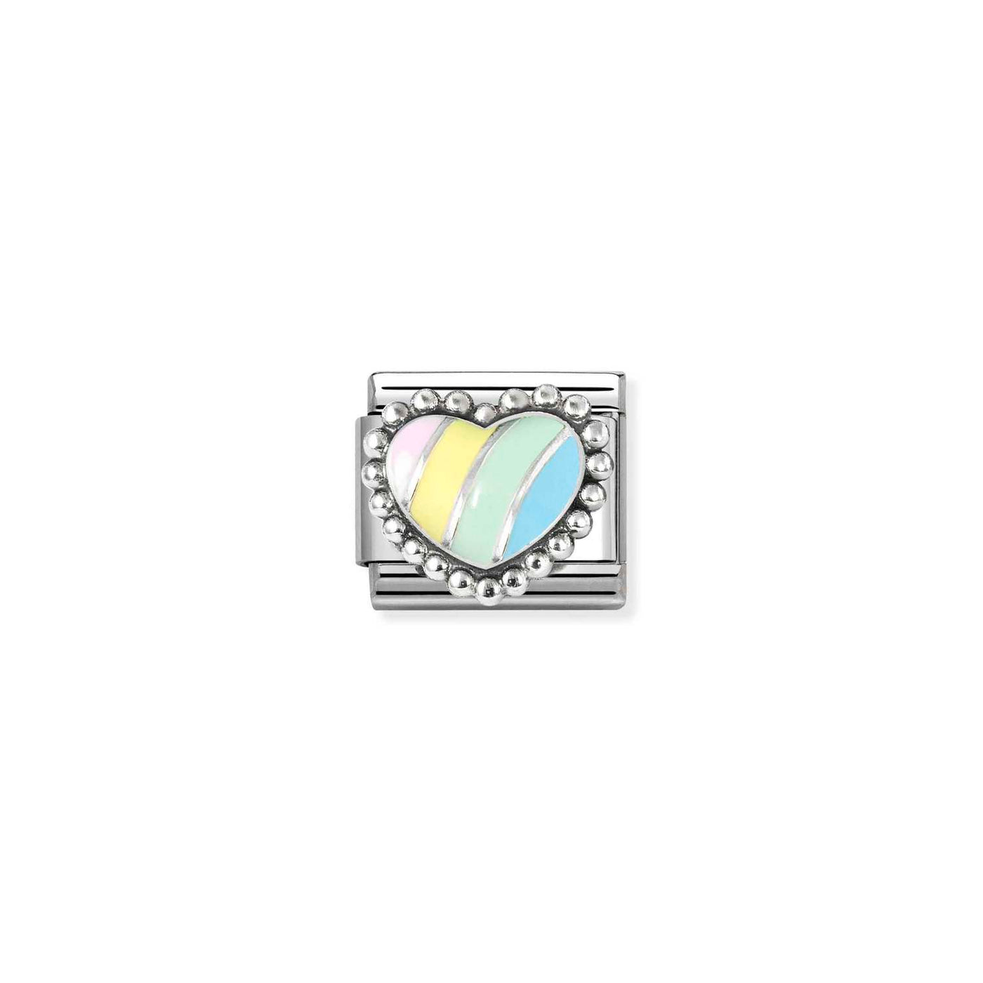 Nomination Classic Sterling Silver Pastel Stripe Heart Charm
