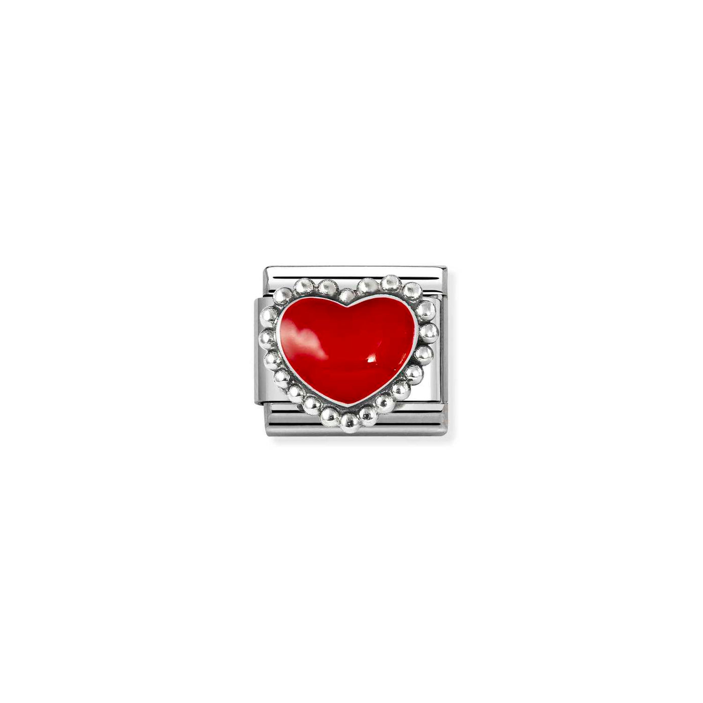 Nomination Classic Sterling Silver Red Raised Heart Charm
