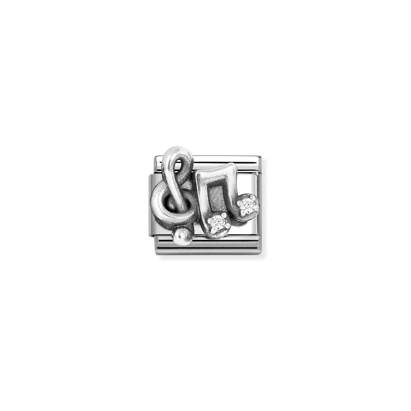 Nomination Classic Silver Zirconia Treble Clef & Note Charm
