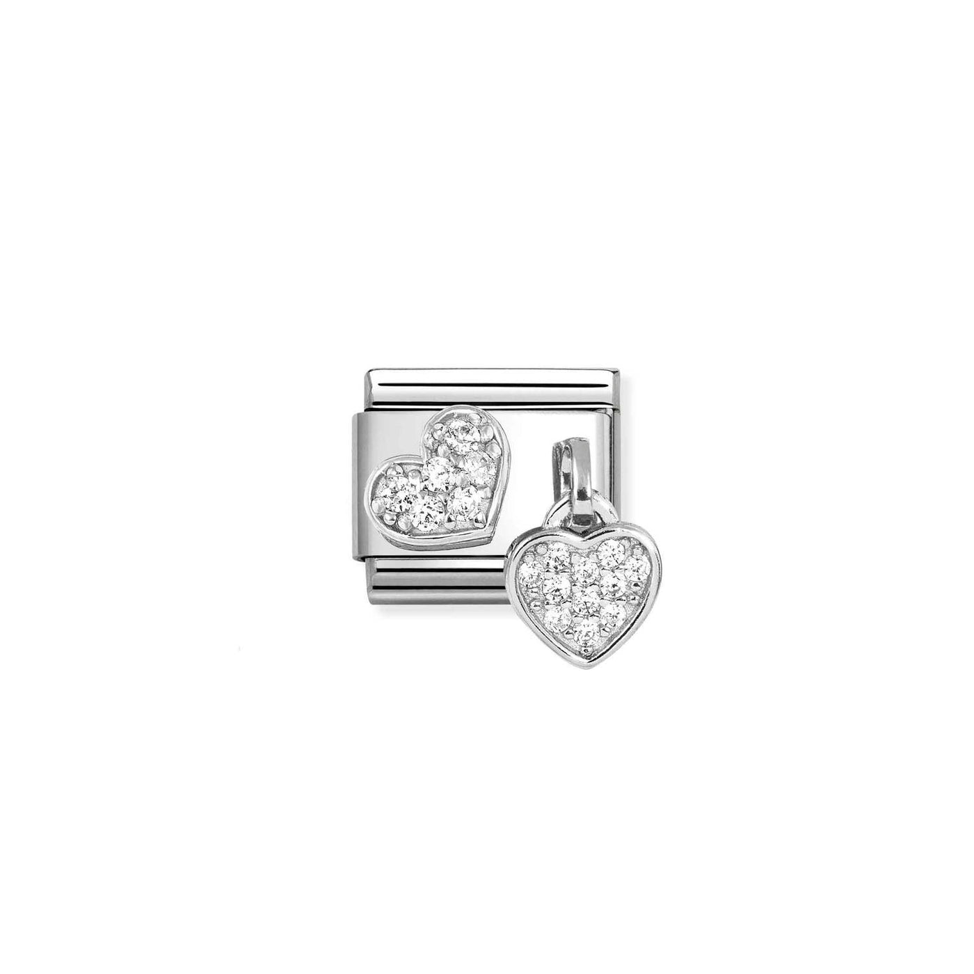 Nomination Classic Silver Zirconia Hearts Pendant Charm