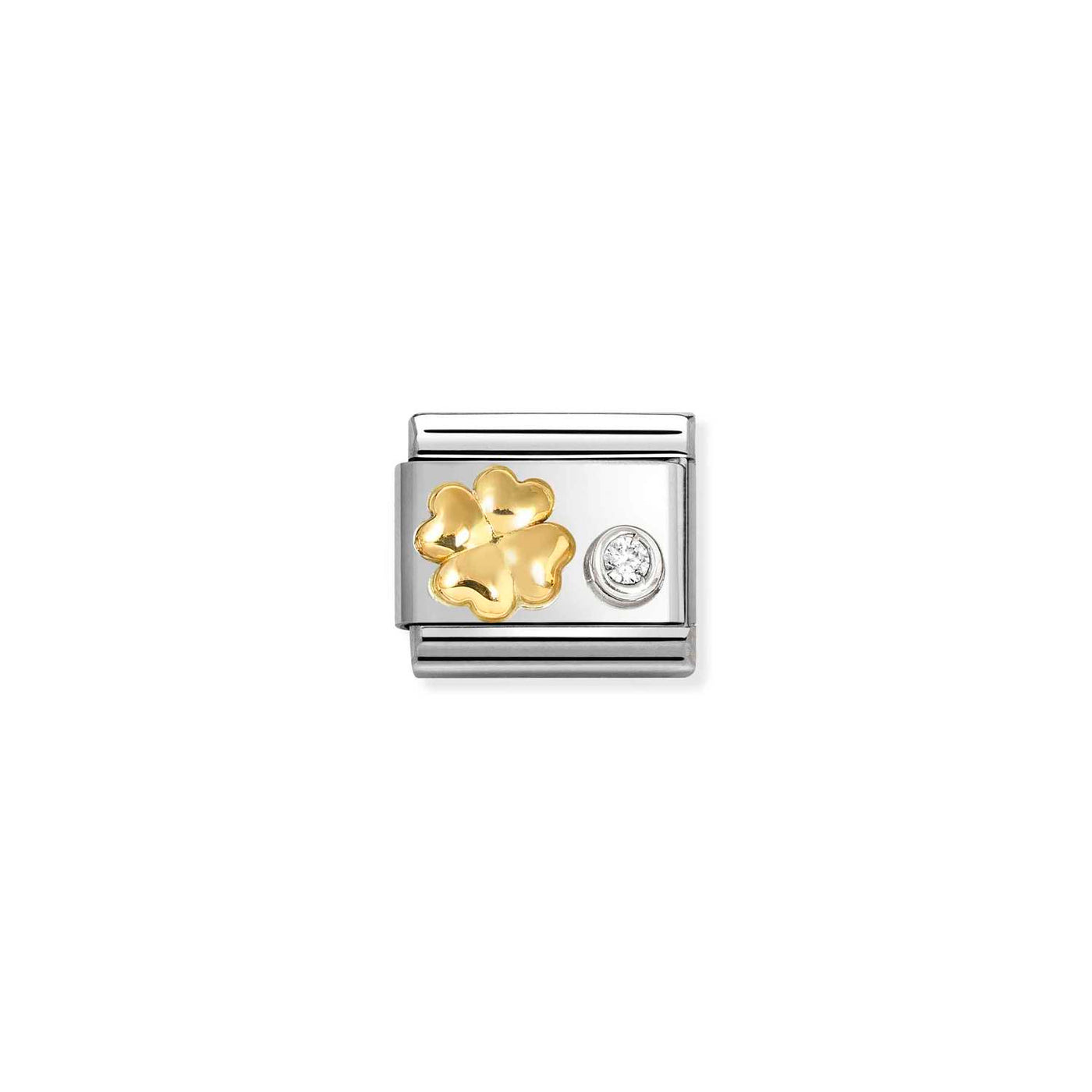 Nomination Classic Steel Gold Zirconia Clover Charm