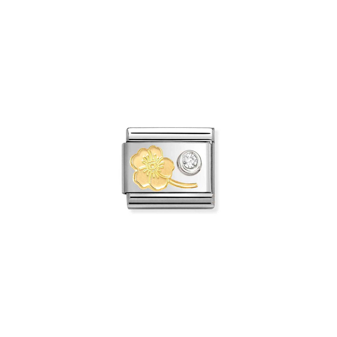 Nomination Classic Steel Gold Zirconia Forget-Me-Not Charm