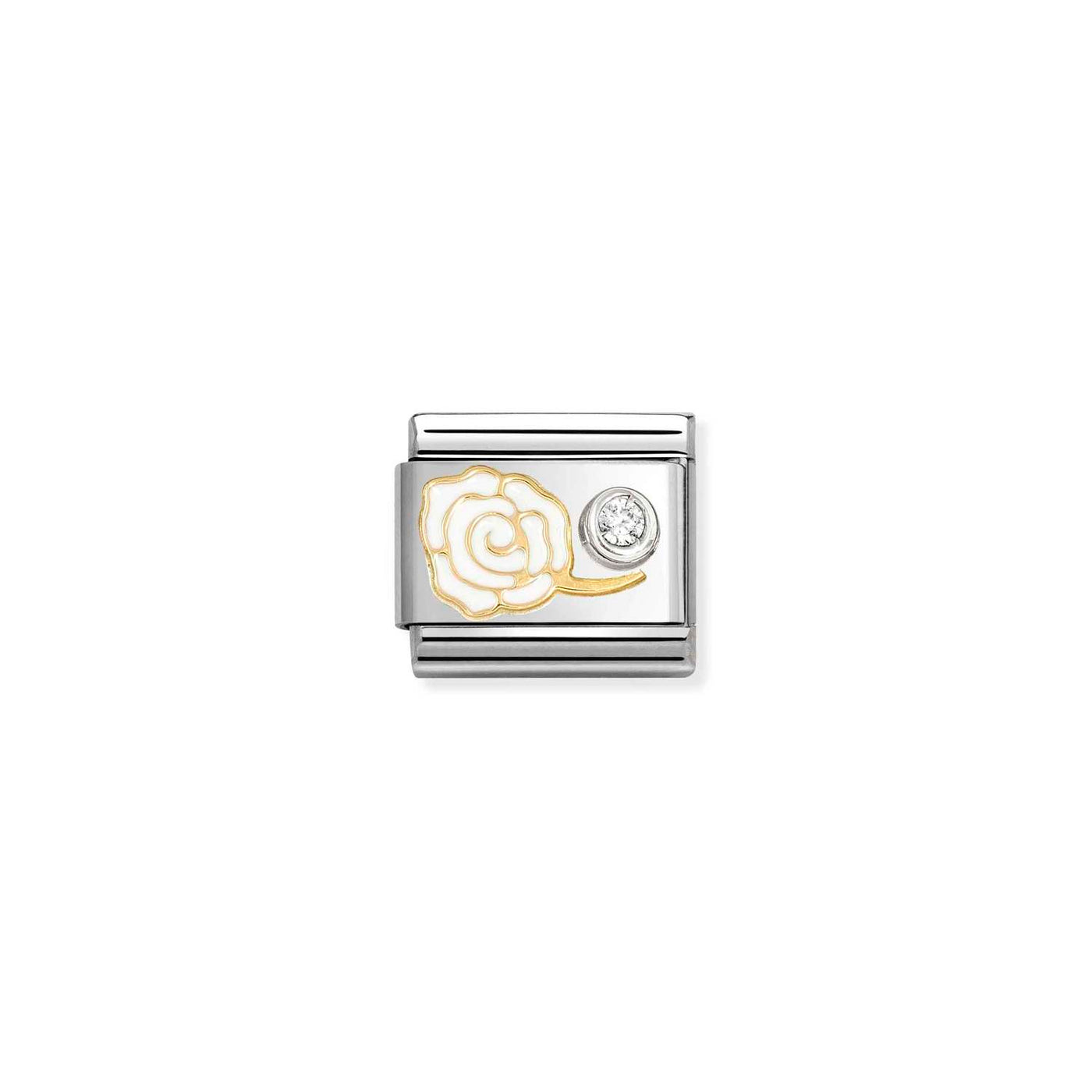 Nomination Classic Gold Cubic Zirconia White Rose Charm