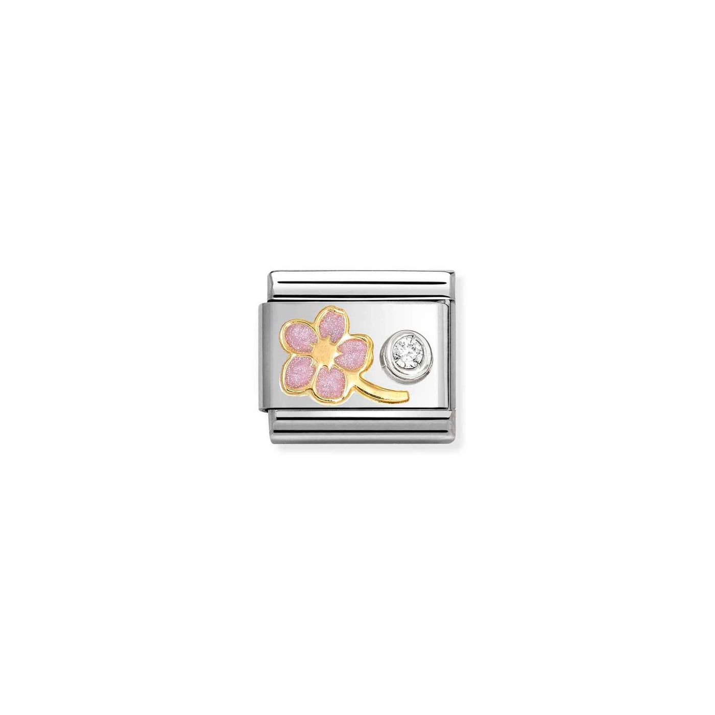 Nomination Classic Gold Zirconia Pink Forget-Me-Not Charm