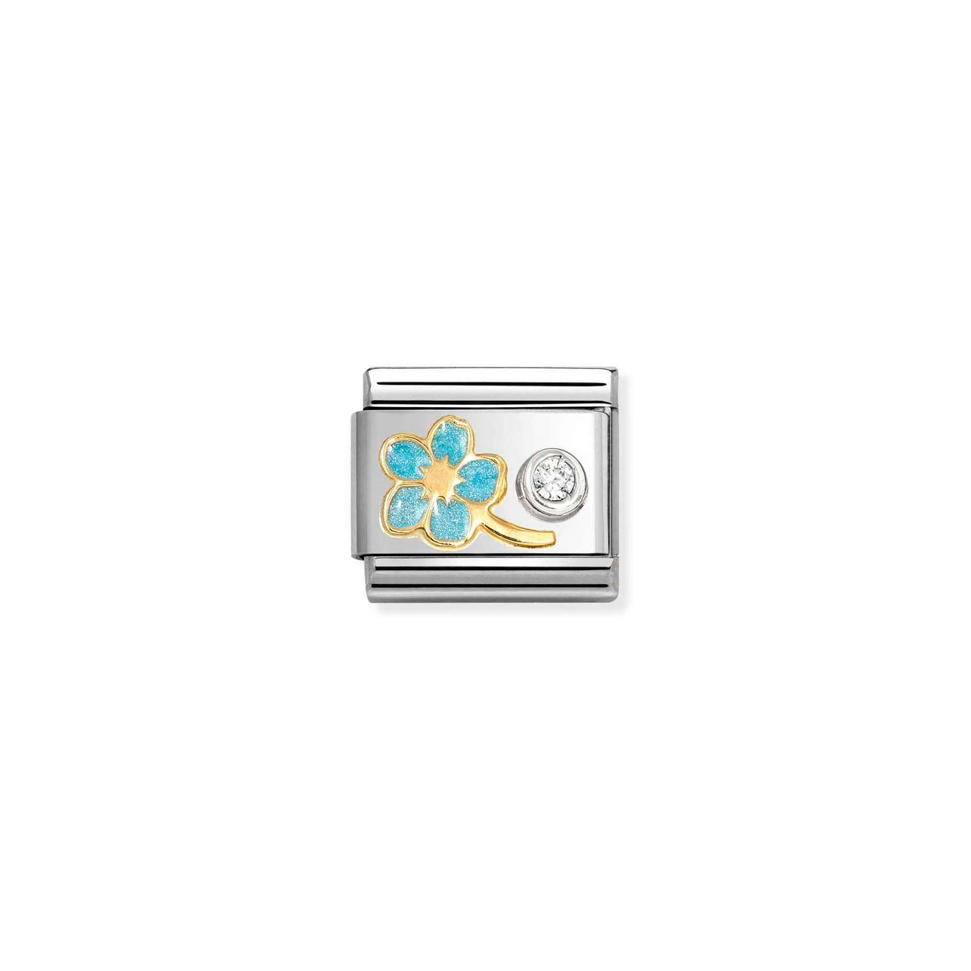 Nomination Classic Gold Zirconia Blue Forget-Me-Not Charm
