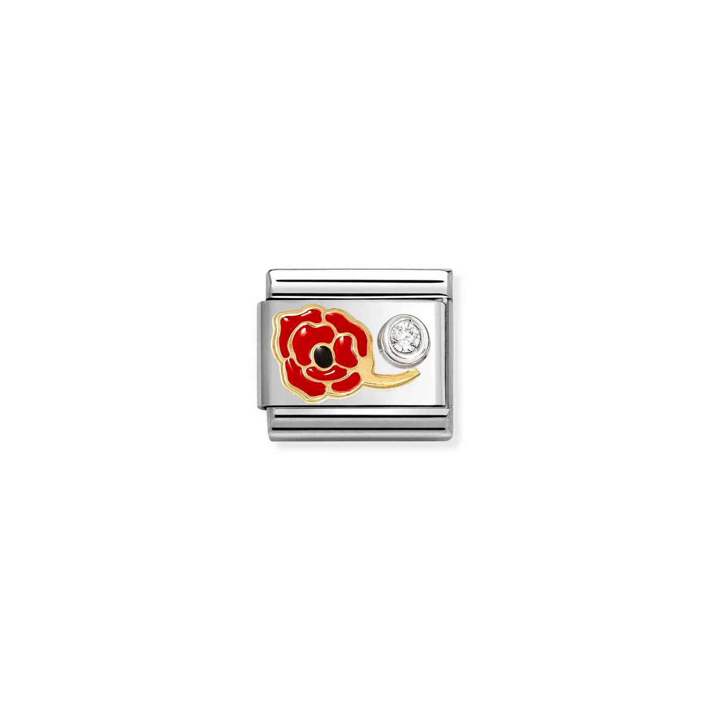 Nomination Classic Gold Red Poppy Cubic Zirconia Charm