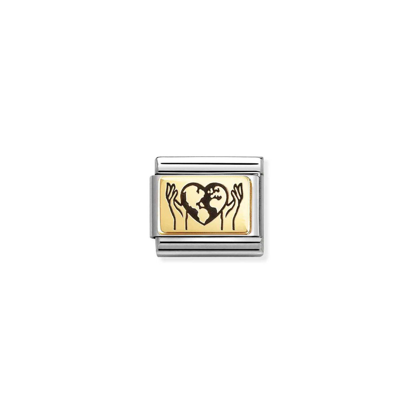 Nomination Classic Steel 18ct Gold Hands with Globe Charm