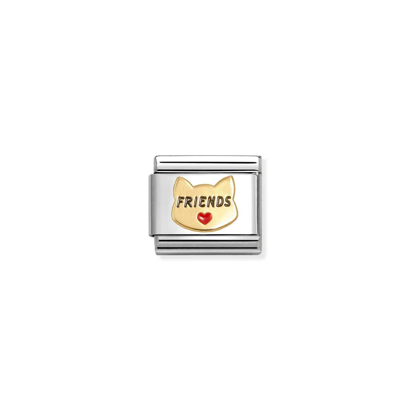 Nomination Classic Steel 18ct Gold Cat Red Heart Charm