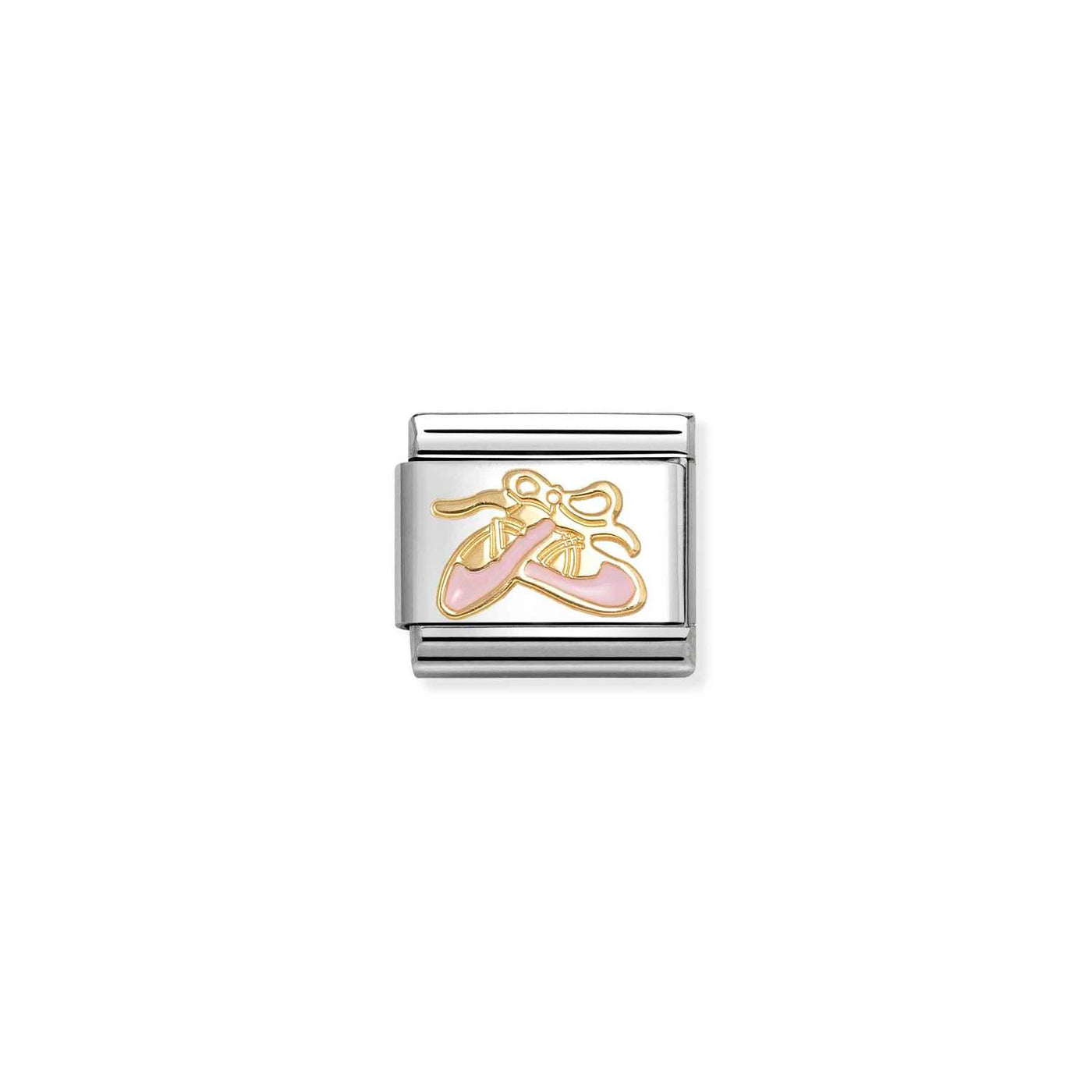 Nomination Classic Steel 18ct Gold Pink Dance Shoes Charm