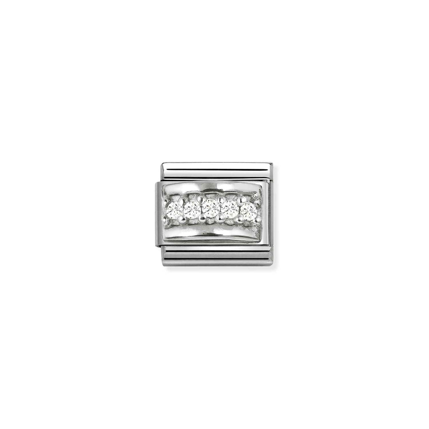 Nomination Classic Steel, Silver Cubic Zirconia White Track Charm ...