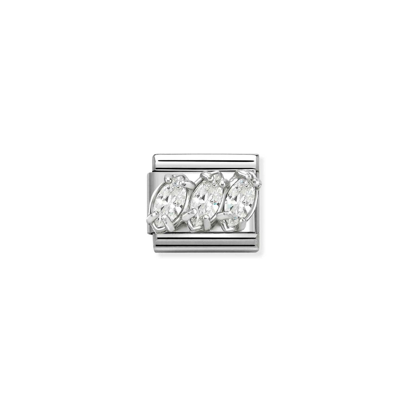 Nomination Classic Steel Silver Cubic Zirconia Trilogy Charm
