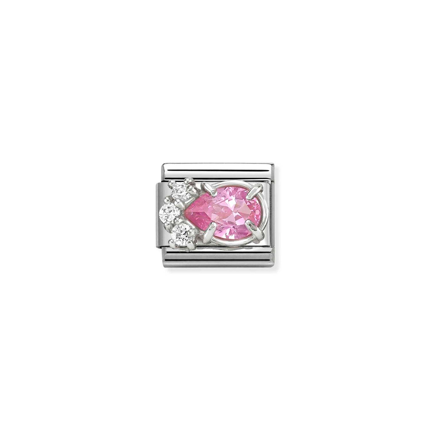 Nomination Classic Steel Silver Pink Cubic Zirconia Drop Charm