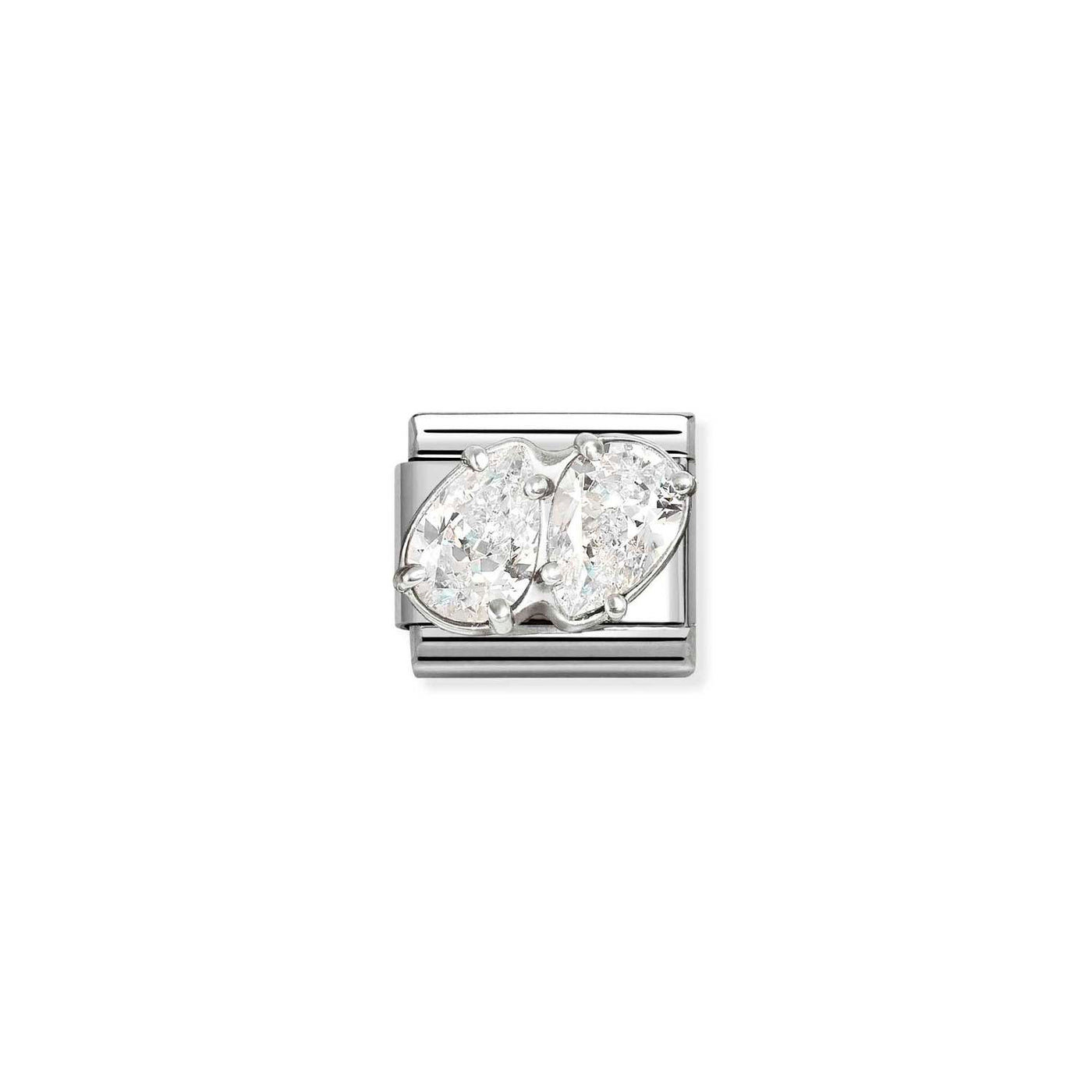 Nomination Classic Steel Silver Cubic Zirconia Double Drops Charm