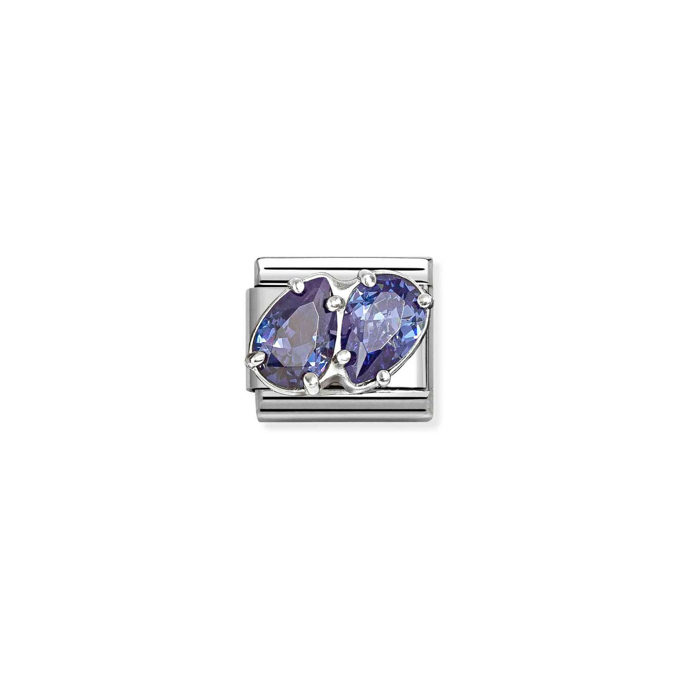 Nomination Classic Steel Silver Cubic Zirconia Blue Double Drop Charm