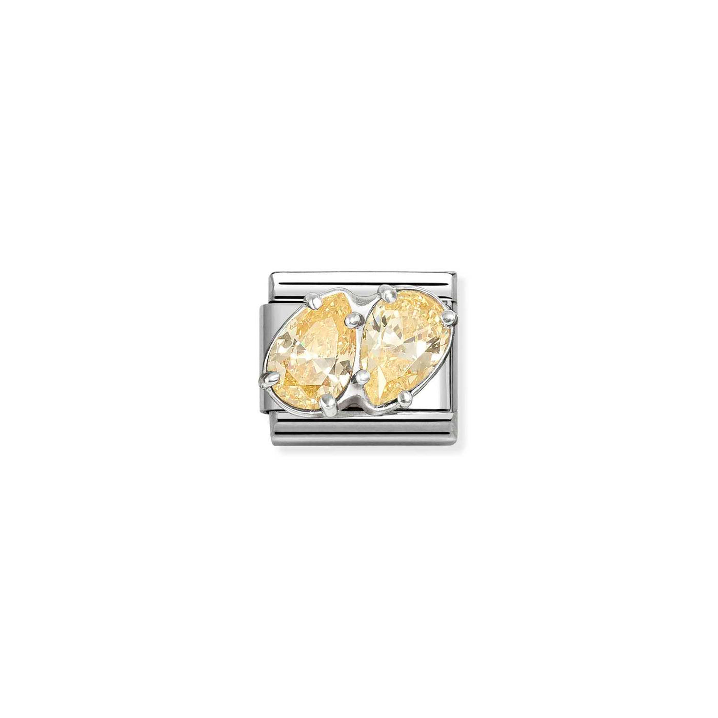 Nomination Classic Steel Silver Cubic Zirconia Yellow Double Drops Charm