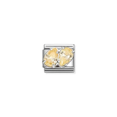 Nomination Classic Steel Silver Cubic Zirconia Yellow Double Drops Charm