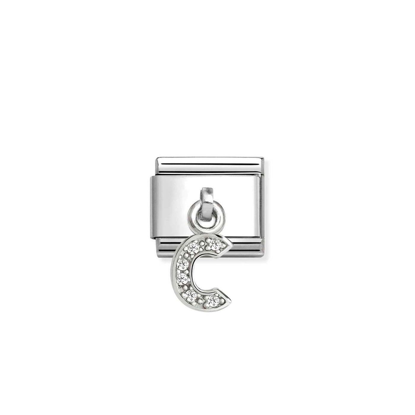 Nomination Classic Steel Silver Zirconia Letter 'C' Pendant Charm