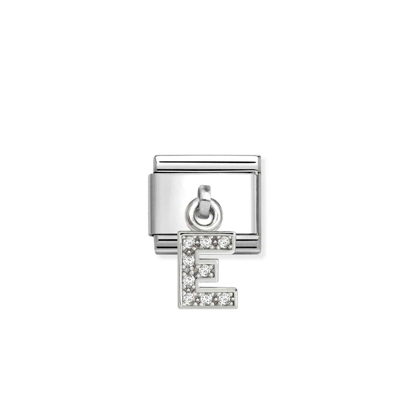 Nomination Classic Steel Silver Zirconia Letter 'E' Pendant Charm