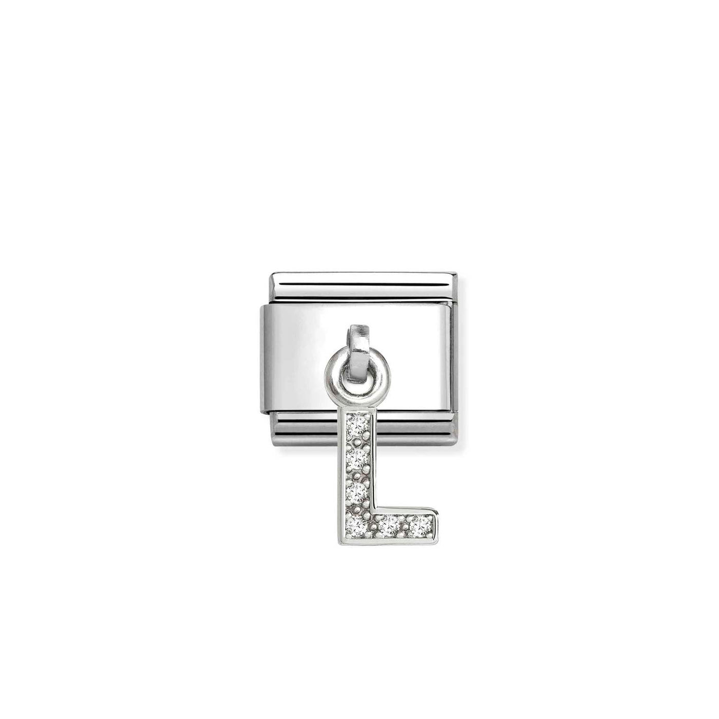 Nomination Classic Steel Silver Zirconia Letter 'L' Pendant Charm
