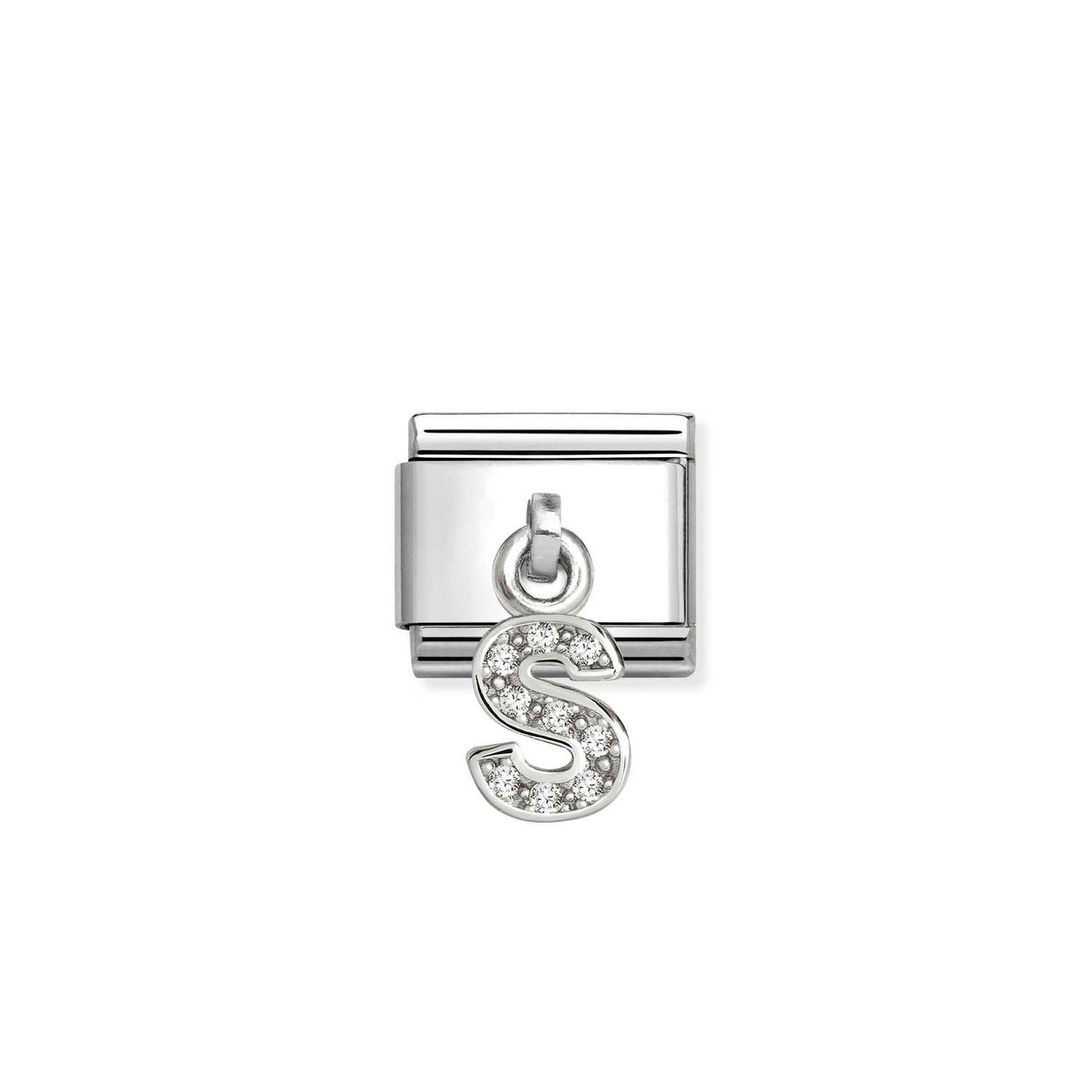 Nomination Classic Steel Silver Zirconia Letter 'S' Pendant Charm