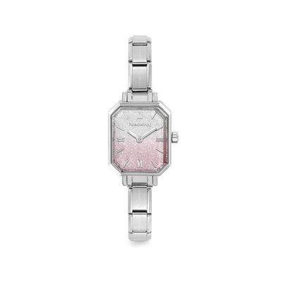 Nomination Paris Silver Pink Gradient Glitter Rectangular Watch