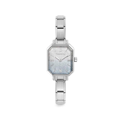 Nomination Paris Silver Light Blue Gradient Glitter Rectangular Watch