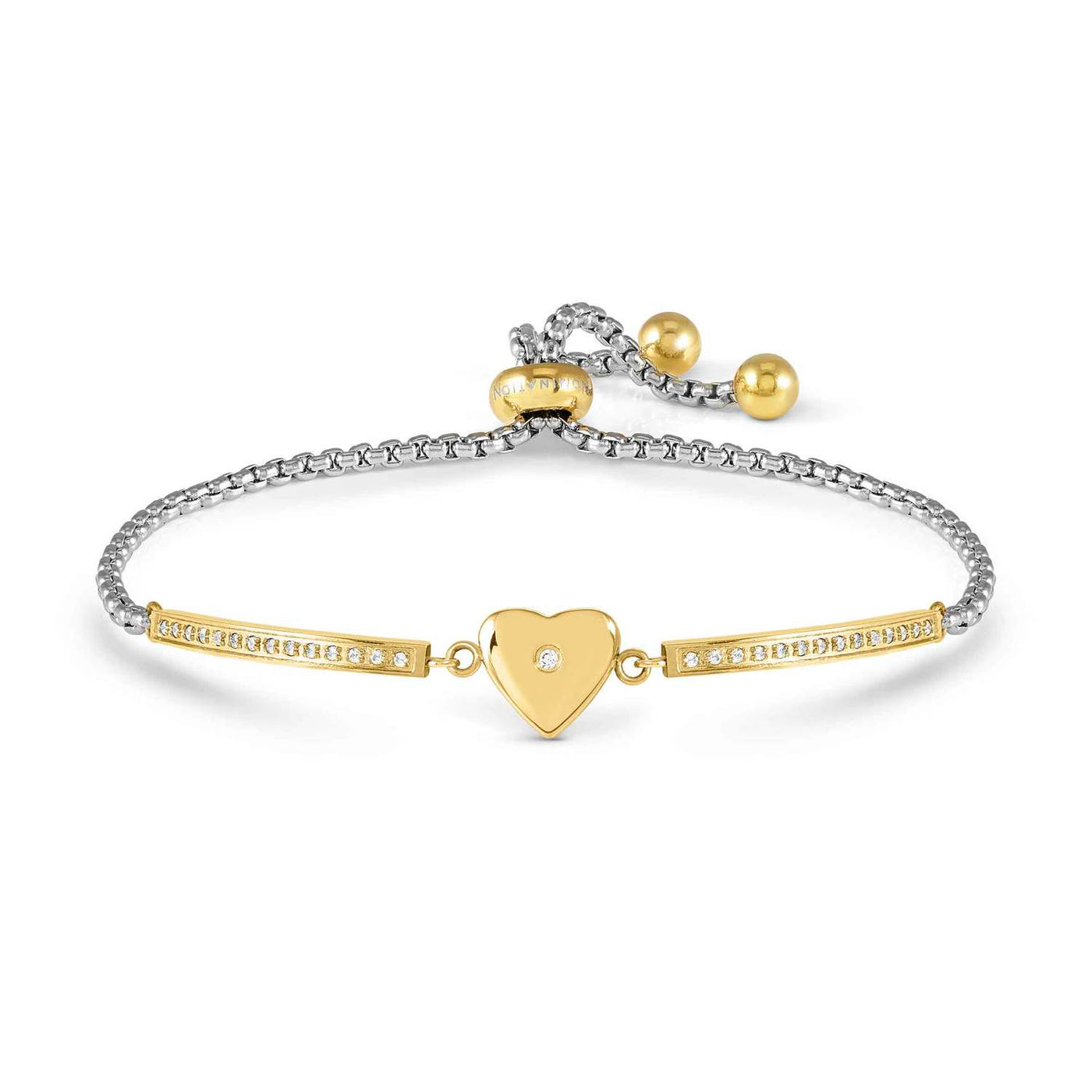 Nomination Milleluci Steel Gold Cubic Zirconia Heart Bracelet