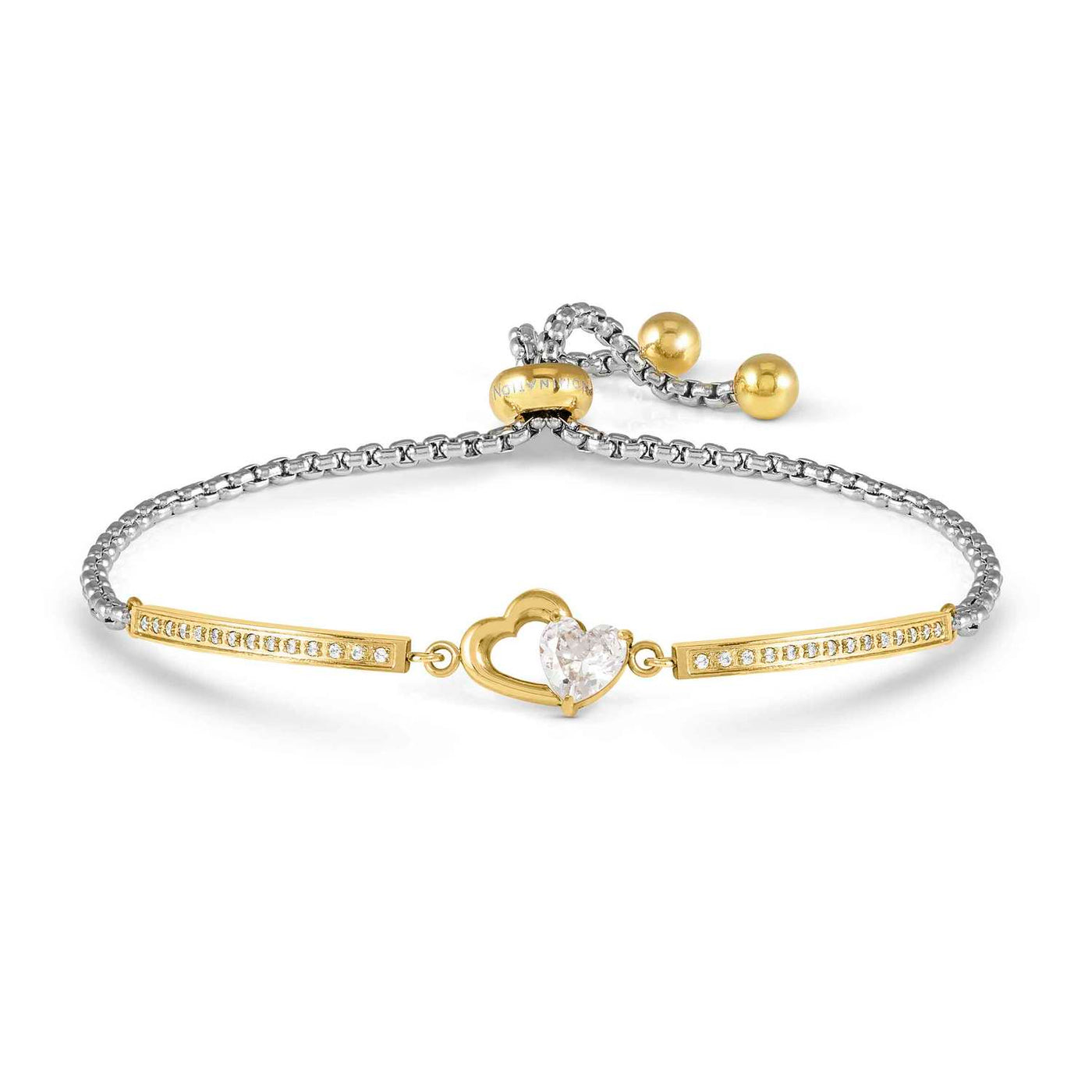 Nomination Milleluci Steel Gold Cubic Zirconia Hearts Bracelet
