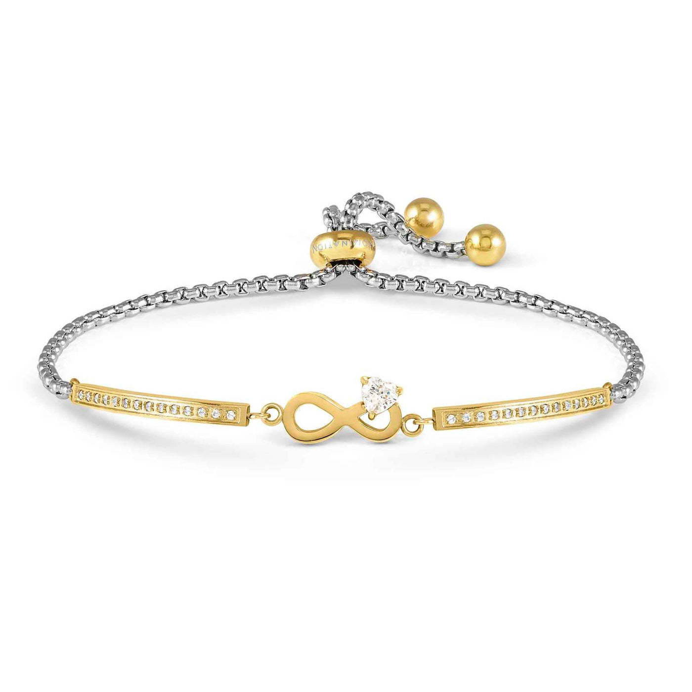 Nomination Milleluci Steel Gold Cubic Zirconia Infinity Bracelet