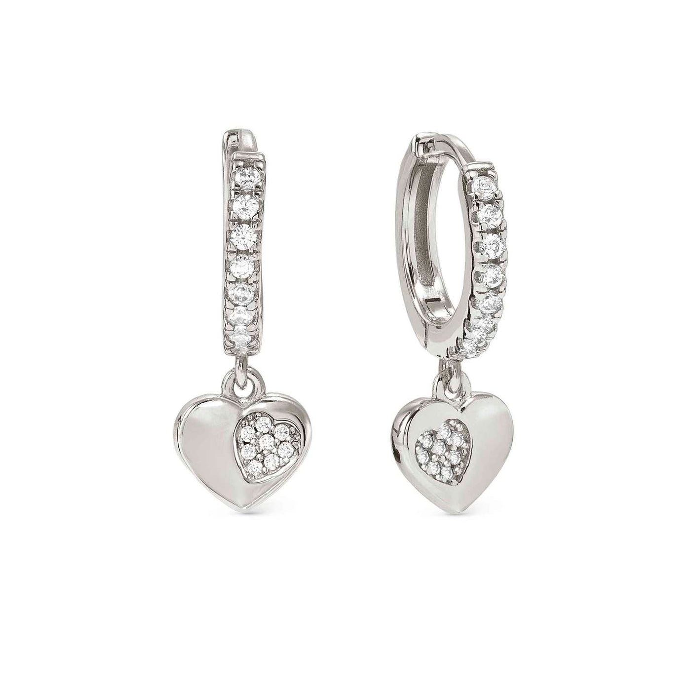 Nomination Petit Sparkle Silver Zirconia Heart Hoop Earrings