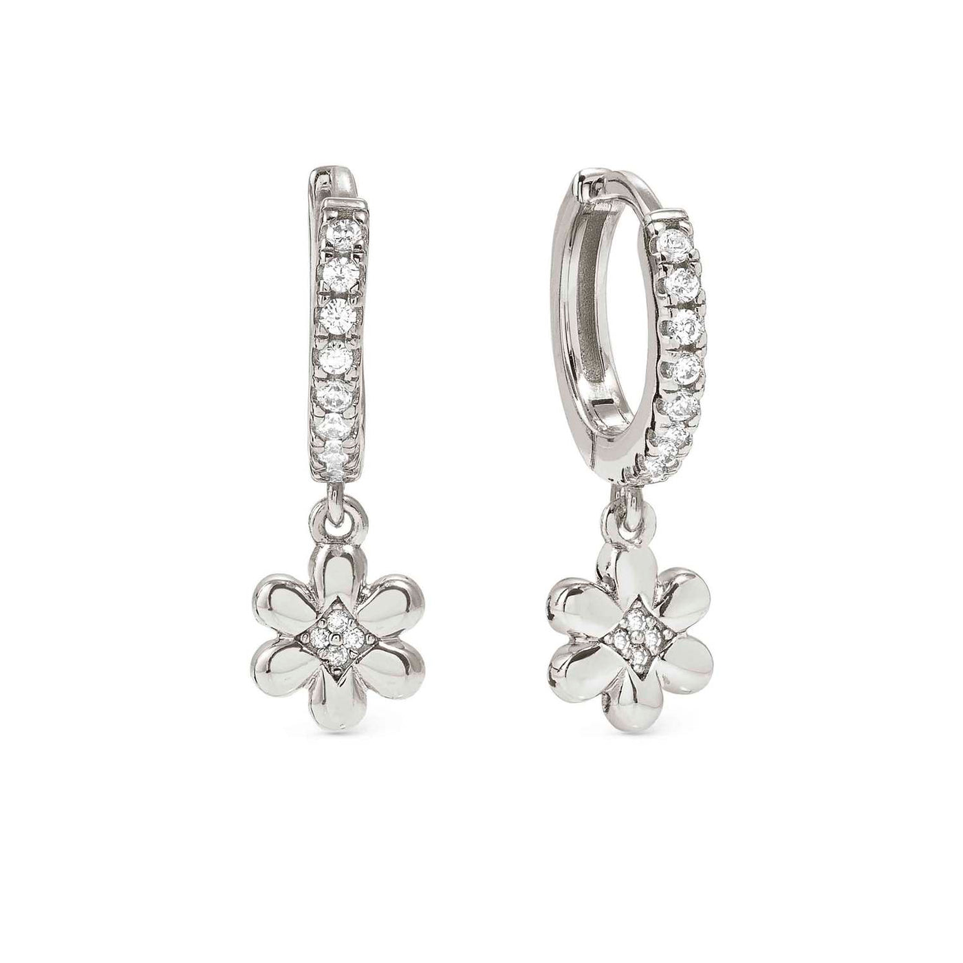 Nomination Petit Sparkle Silver Zirconia Flower Hoop Earrings