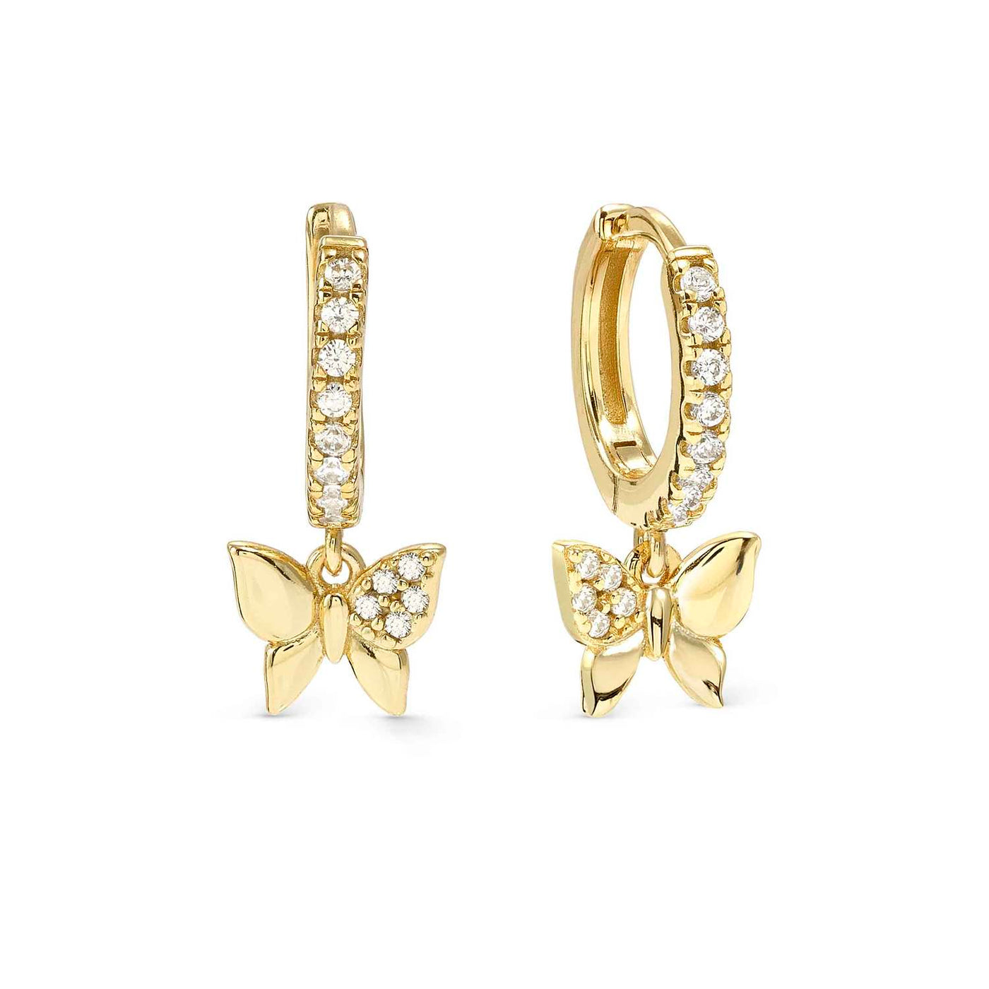 Nomination Petit Sparkle Gold Vermeil Zirconia Butterfly Hoop Earrings