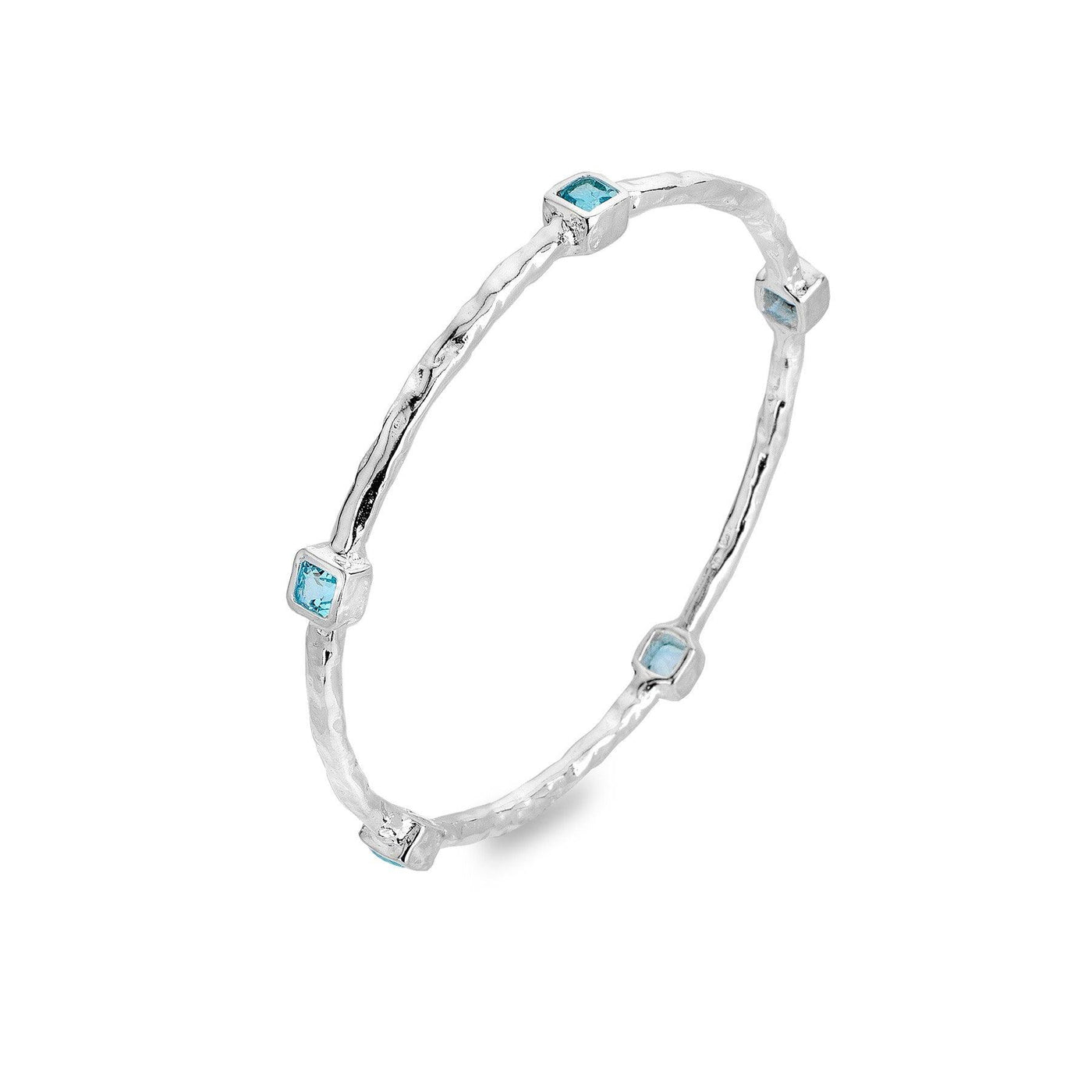 Sea Gems Sterling Silver and Blue Topaz Serenity Bangle