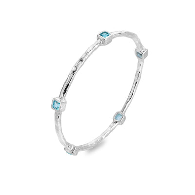Sea Gems Sterling Silver and Blue Topaz Serenity Bangle - Rococo Jewellery