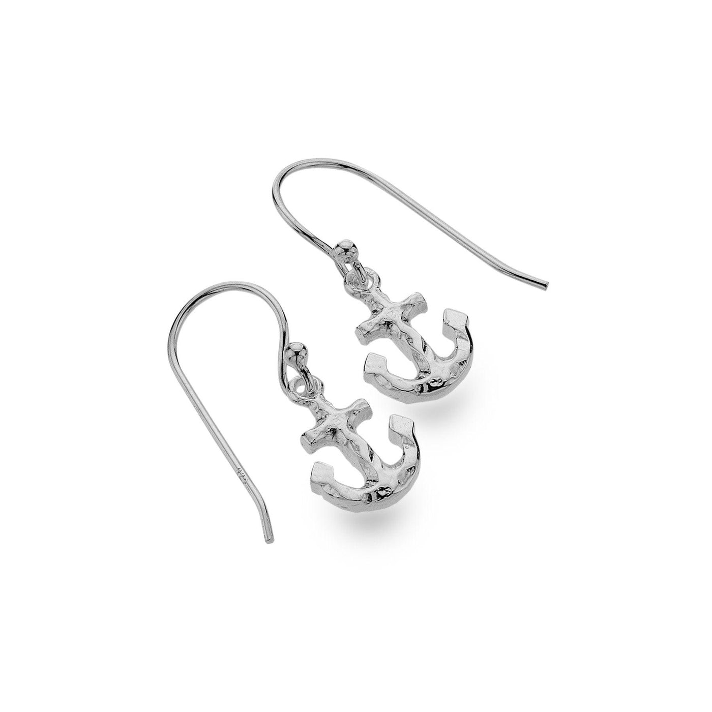 Sea Gems Sterling Silver Anchor Drop Earrings