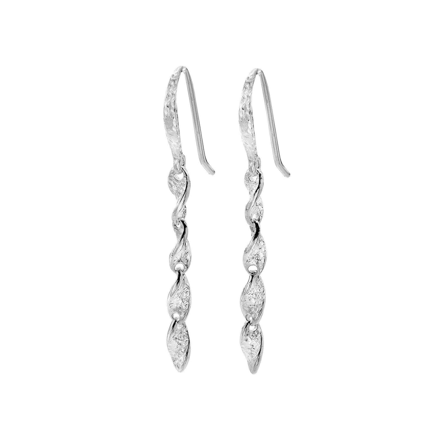 Sea Gems Silver Hammered Twist Earrings - Rococo Jewellery