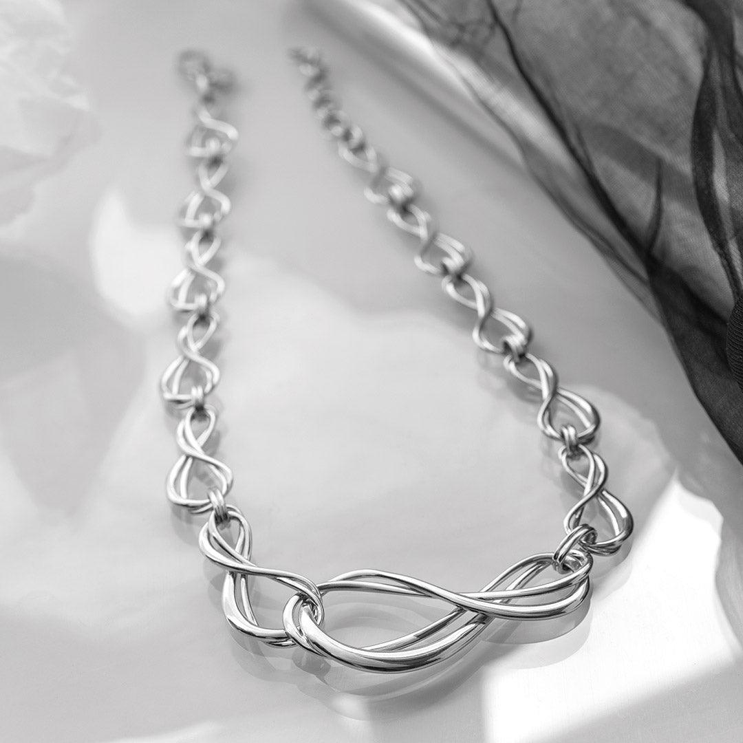 Kit Heath Sterling Silver Infinity Grande Multi-Link Necklace - Rococo Jewellery