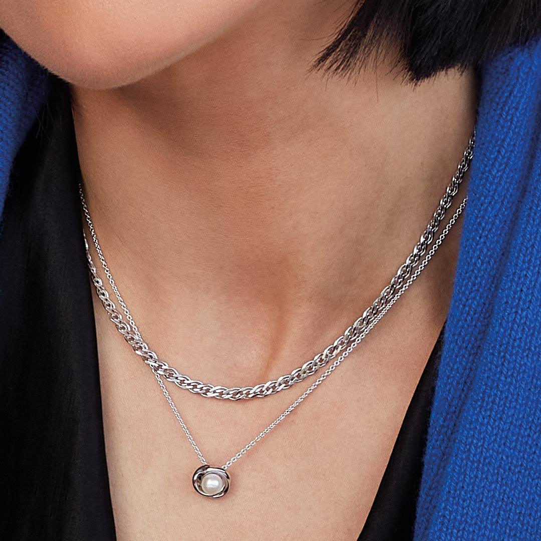 Kit Heath Silver Revival Diamond Cut Woven Chain Link Necklace - Rococo Jewellery