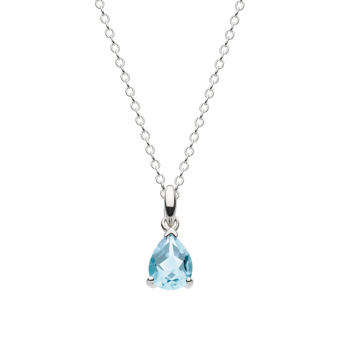 Sterling Silver Blue Topaz Teardrop Pendant