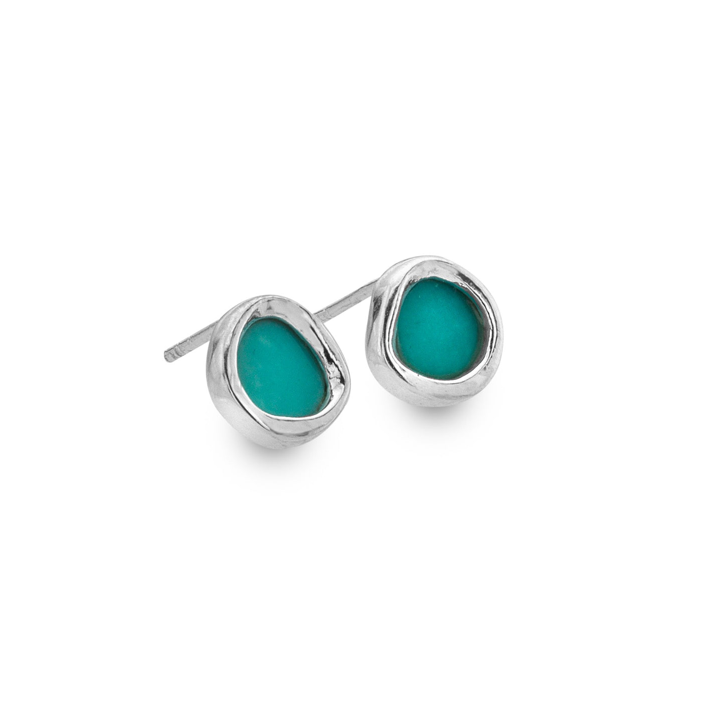 Sea Gems Sterling Silver Turquoise Organic Stud Earrings