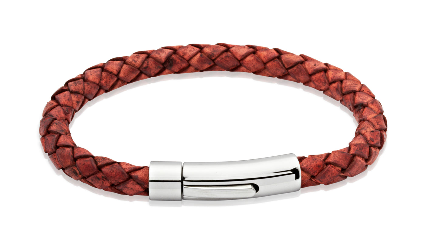 Unique & Co Dark Antique Red Leather Bracelet