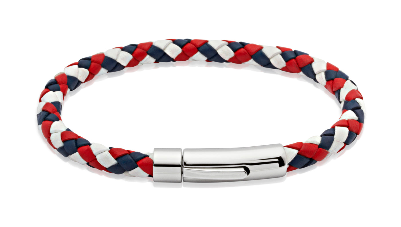 Unique & Co Red White and Blue Leather Bracelet