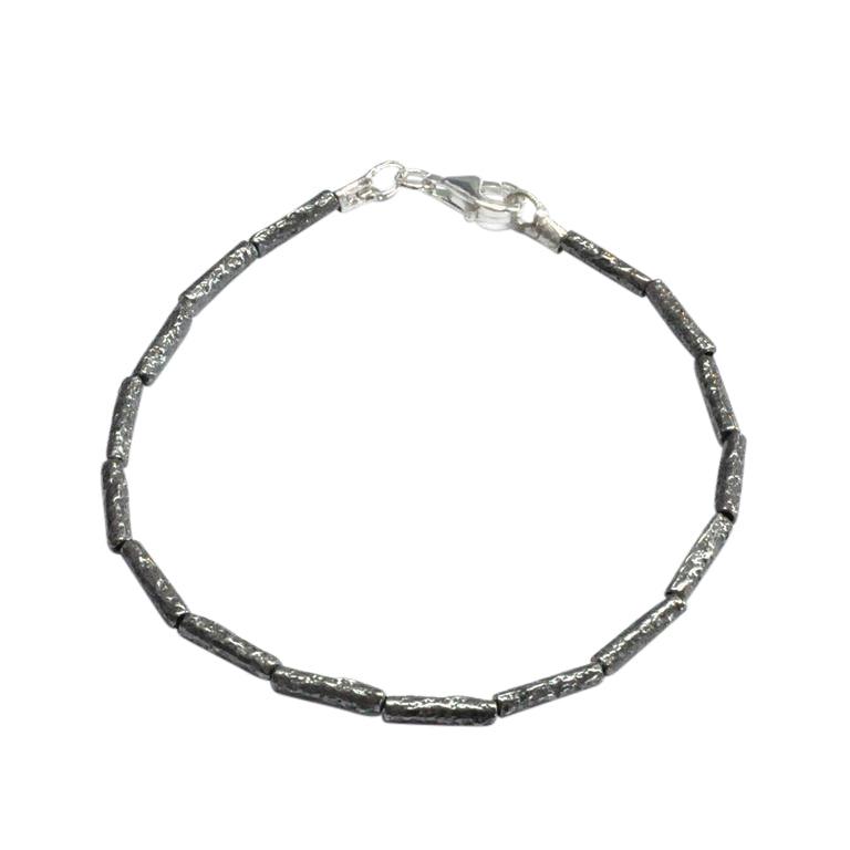Two Colour Silver Textured Tunnel Bracelet - Rococo Jewellery